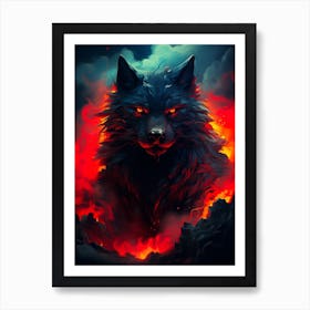 Wolf In Flames 1 Art Print