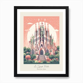 La Sagrada Familia   Barcelona, Spain   Cute Botanical Illustration Travel 2 Poster Art Print