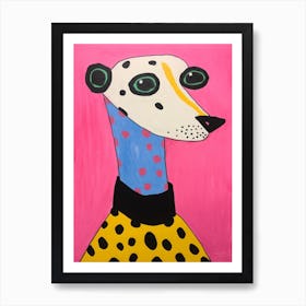 Pink Polka Dot Ferret Art Print