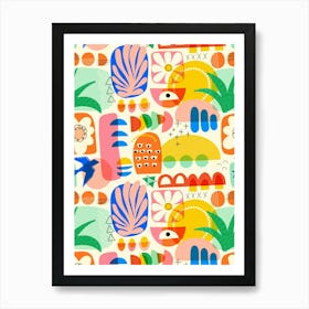 Playful Abstract Shapes Mod Art Cut-Out Collage Art Print