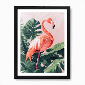 Chilean Flamingo Philodendrons Minimalist Illustration 4 Art Print