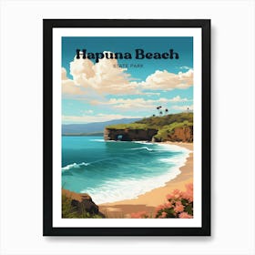 Hapuna Beach Hawaii Seaside Modern Travel Art Art Print