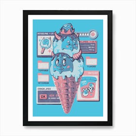 Yetice Cream - Cute Geek Ice Cream Yeti Snowman Gift Art Print