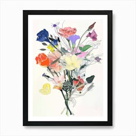 Lisianthus 1 Collage Flower Bouquet Art Print