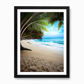 Beach With Palm Trees Art Print