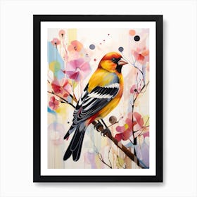 Bird Painting Collage American Goldfinch 1 Affiche