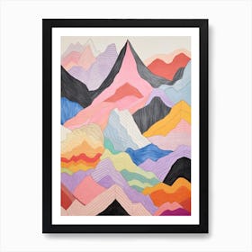 Mount Fairweather Canada And United States Colourful Mountain Illustration Art Print