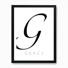 Grace Typography Name Initial Word Art Print