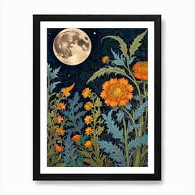 William Morris Moonlight In The Garden 4 Art Print