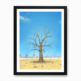 Bare Tree In The Desert Art Print