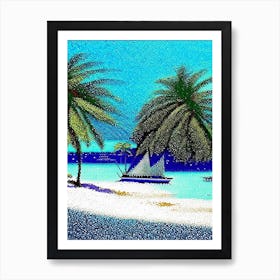 Andros Island Bahamas Pointillism Style Tropical Destination Art Print