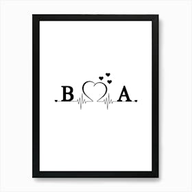 Personalized Couple Name Initial B And A Monogram Art Print