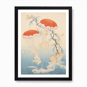 Upside Down Jellyfish Japanese Style Illustration 1 Art Print