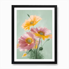 Sunflowers Flowers Acrylic Painting In Pastel Colours 3 Art Print