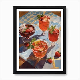Strawberries And Cocktails In The Summer Sun 4 Art Print