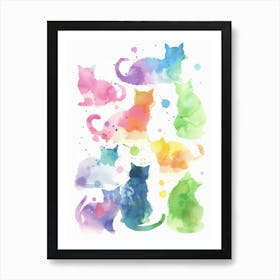 Watercolor Cats 6 Art Print