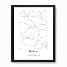 Berlaar,Belgium Minimalist Map Art Print