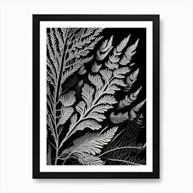 Pine Leaf Linocut Art Print