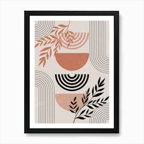 Abstract Botanical Modern Minimalist Terracotta Art Print