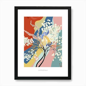 Colourful Flower Illustration Poster Gypsophila 3 Art Print