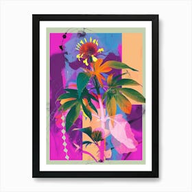 Cineraria 5 Neon Flower Collage Art Print