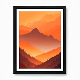 Misty Mountains Vertical Composition In Orange Tone 297 Art Print