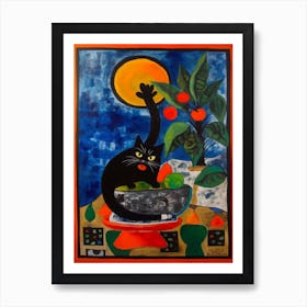 Bouvardia With A Cat 4 Surreal Joan Miro Style  Art Print