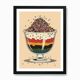 Simplistic Trifle With Sprinkles Graphic Line Illustration 1 Art Print