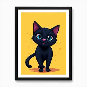 Cute Black Cat Art Print