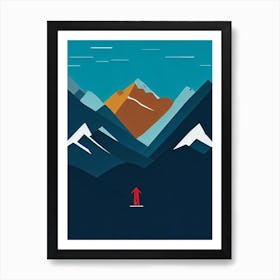 Sölden, Austria Modern Illustration Skiing Poster Art Print