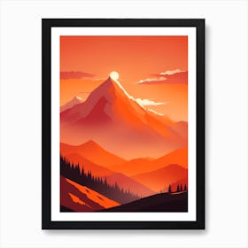 Misty Mountains Vertical Background In Orange Tone 16 Art Print