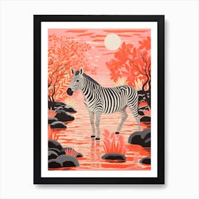 Zebra In The River 2 Art Print