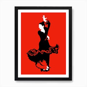 Flamenco Dancer Red & Black Art Print