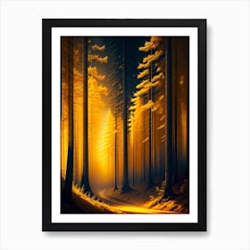 Forest At Night 6 Art Print