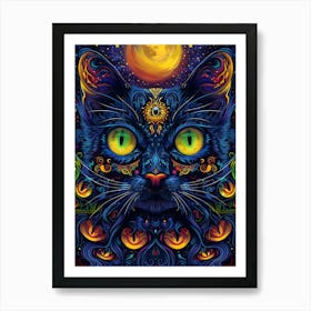 Psychedelic Cat 7 Art Print