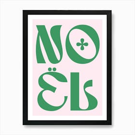 Noel. Green Whimsical Christmas Word Art Print