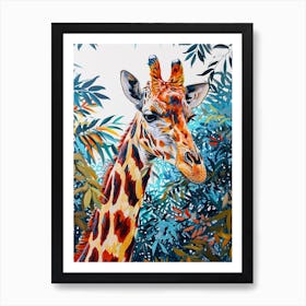 Giraffes In The Leaves Watercolour Style 5 Art Print