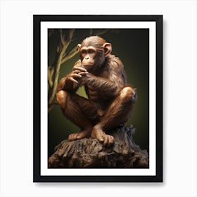 Thinker Monkey Statue 2 Art Print