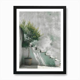 Tree On The Steps Art Print