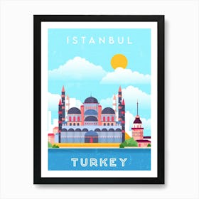 Istanbul, Turkey — Retro travel minimalist poster 2 Art Print