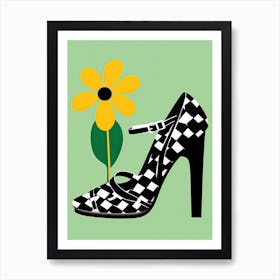 High Heel Shoe And Flower Art Print