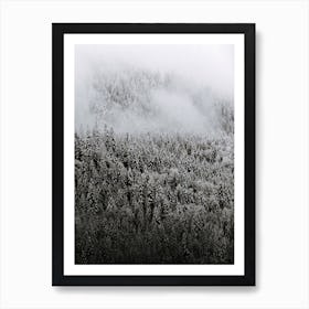 Black And White Fog Forest Art Print