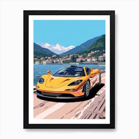 A Mclaren F1 Car In The Lake Como Italy Illustration 2 Art Print