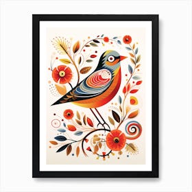 Scandinavian Bird Illustration House Sparrow 1 Art Print