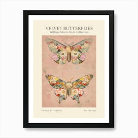 Velvet Butterflies Collection Vintage Butterflies William Morris Style 3 Art Print