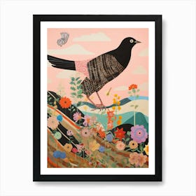 Maximalist Bird Painting Blackbird 1 Art Print