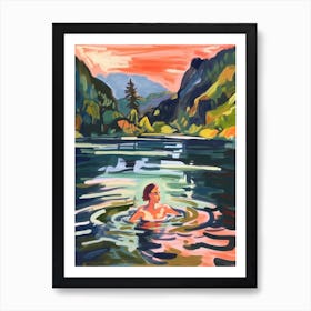 Wild Swimming At Rydal Water Cumbria 4 Art Print