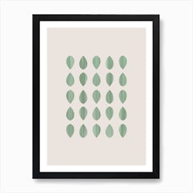 Watercolour Green Leaves in Calming Print Art Print