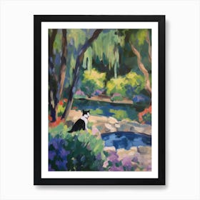 Painting Of A Cat In Descanso Gardens, Usa In The Style Of Matisse 01 Art Print