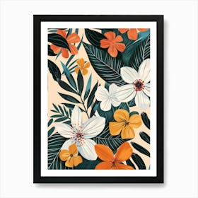 Tropical Floral Pattern 1 Art Print